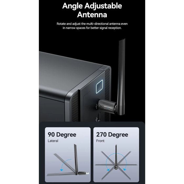 Vention Adaptador USB-A Wi-Fi AC650 650Mbps KDUB0 Negro Vention Adaptador USB-A Wi-Fi AC650 650Mbps KDUB0 Negro
